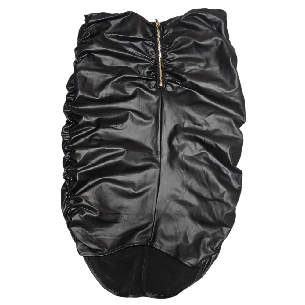 Miss Selfie Black Leather Pencil Skirt